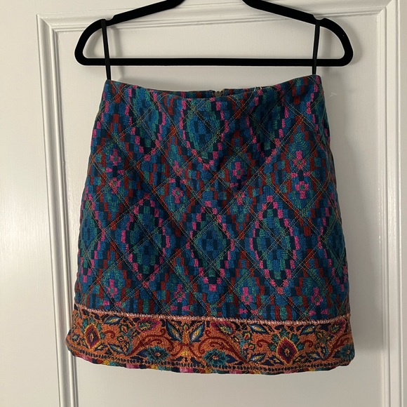Farm rio BLUE TAPESTRY SCARF MINI SKIRT IN TAPESTRY SCARF BLUE size S - Picture 5 of 8